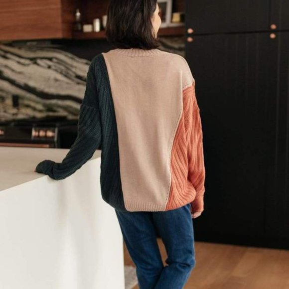 Women Top Sweater V-shaped Neckline Color Peach - Picture 3 of 6